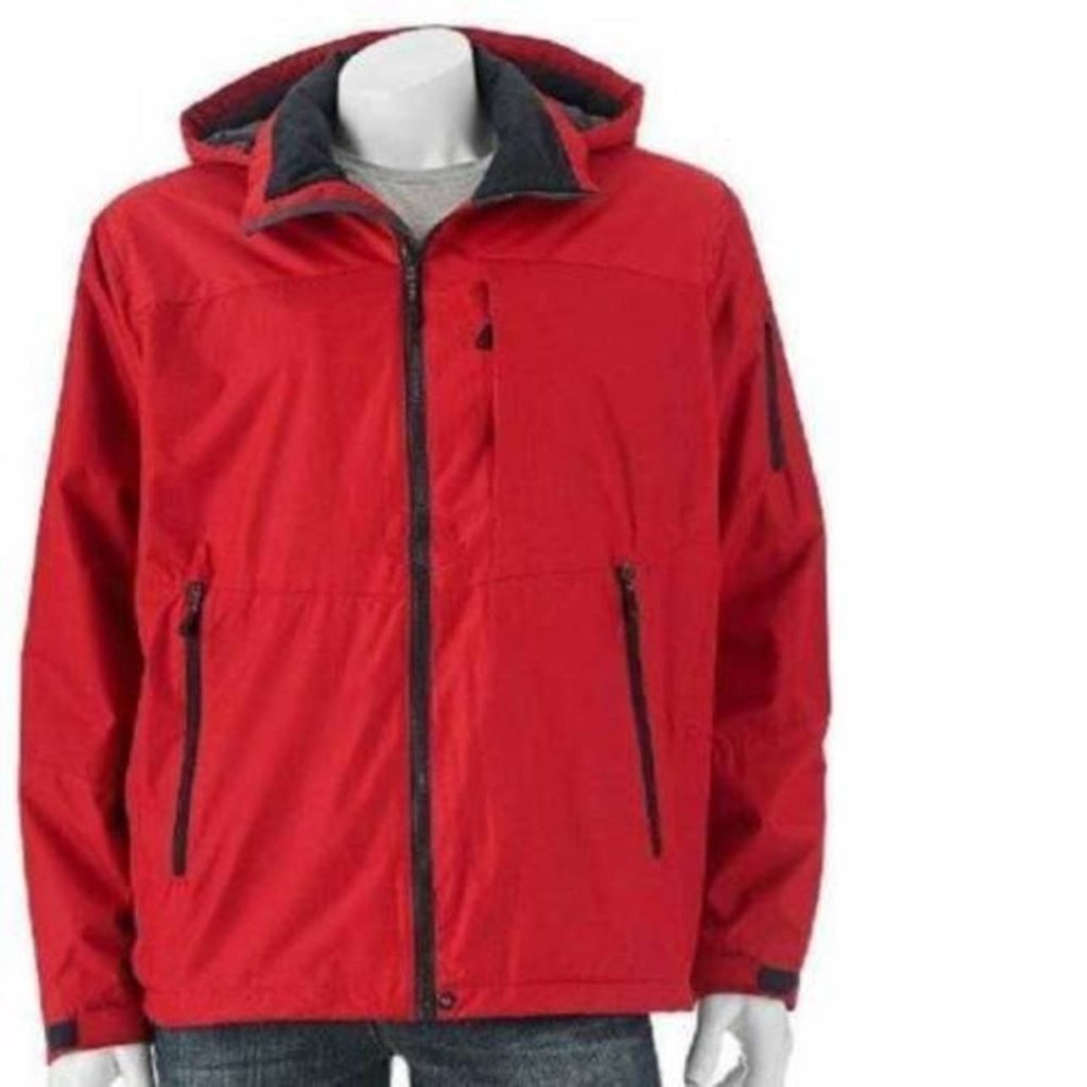Mens Winter Jacket Hemisphere Red M Wind Water Resistant Down Alt Fill Hooded